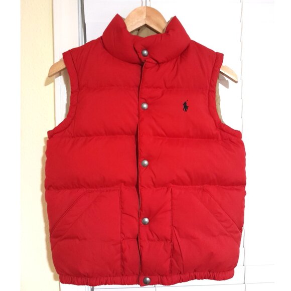 2 Sided Down Waterfowl Boy's Youth Polo Ralph Lauren Puffer Vest sz 10/12 - Picture 1 of 8
